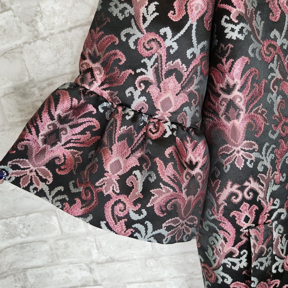 Kate Spade Tapestry Jacquard Coat Ruffle Sleeve Romantic Whimsigoth 12 NWT - Picture 2 of 9